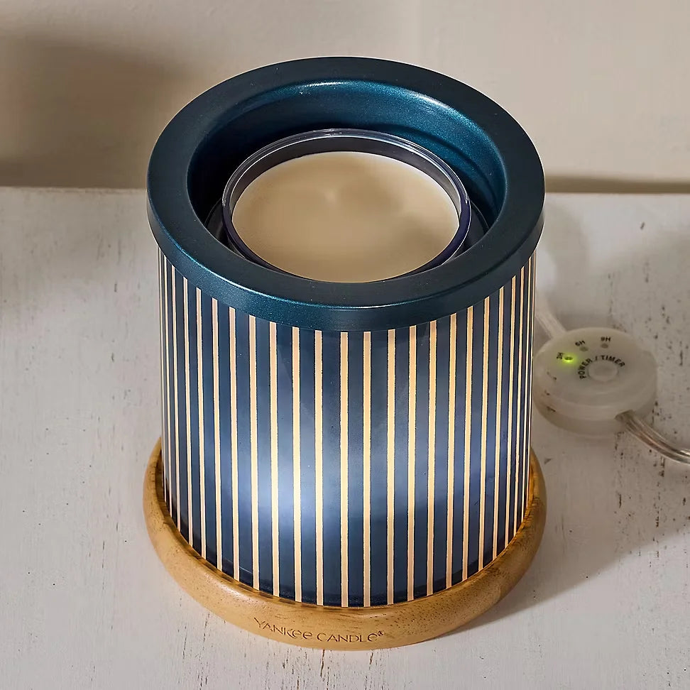 Striped Wood Hurricane Scenterpiece® MeltCup Warmer